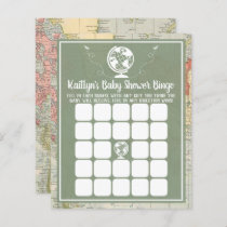 Adventure Travel Map Baby Shower Bingo