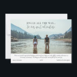 Adventure Travel Photos Collage Christmas  Holiday Card<br><div class="desc">Elevate your holiday greetings with our Traveler's Holiday Photo Card, specially designed for adventurers, globe-trotters, military personnel, and anyone embracing a gap year or exploring the world. The front boasts the cheerful message 'Jingle all the way... to our next adventure, ' capturing the spirit of wanderlust. The focal showcase photo...</div>
