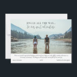 Adventure Travel Photos Collage Christmas  Holiday Card<br><div class="desc">Elevate your holiday greetings with our Traveler's Holiday Photo Card, specially designed for adventurers, globe-trotters, military personnel, and anyone embracing a gap year or exploring the world. The front boasts the cheerful message 'Jingle all the way... to our next adventure, ' capturing the spirit of wanderlust. The focal showcase photo...</div>