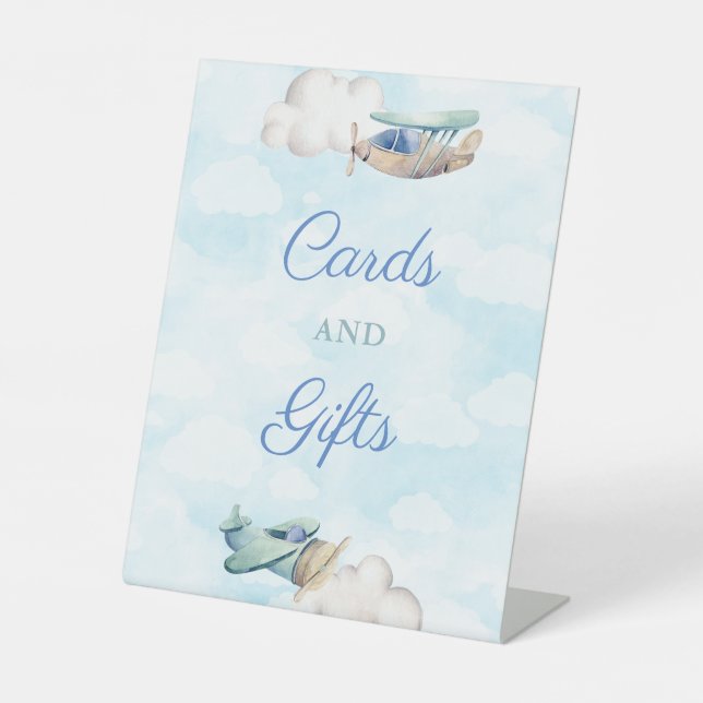 Adventure Travel Theme Baby Shower Cards And Gifts Pedestal Sign (Front)