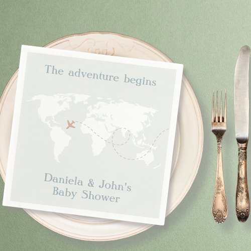 Adventure Travel World Map Baby Shower Napkins