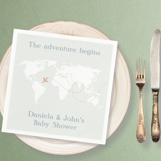 Adventure Travel World Map Baby Shower Napkins (Adventure Travel World Map Baby Shower Napkins)