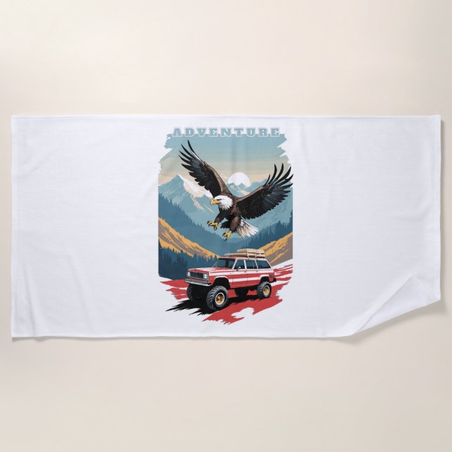 Adventure Trip USA Beach Towel (Front)