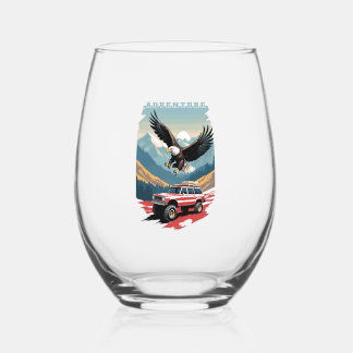 Adventure Trip USA Stemless Wine Glass