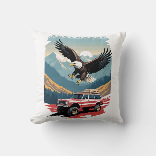 Adventure Trip USA Throw Pillow (Front)