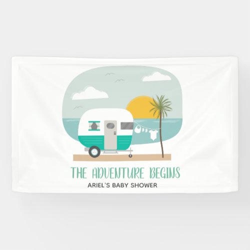 Adventure Turquoise Beach Camper Boy Baby Shower Banner