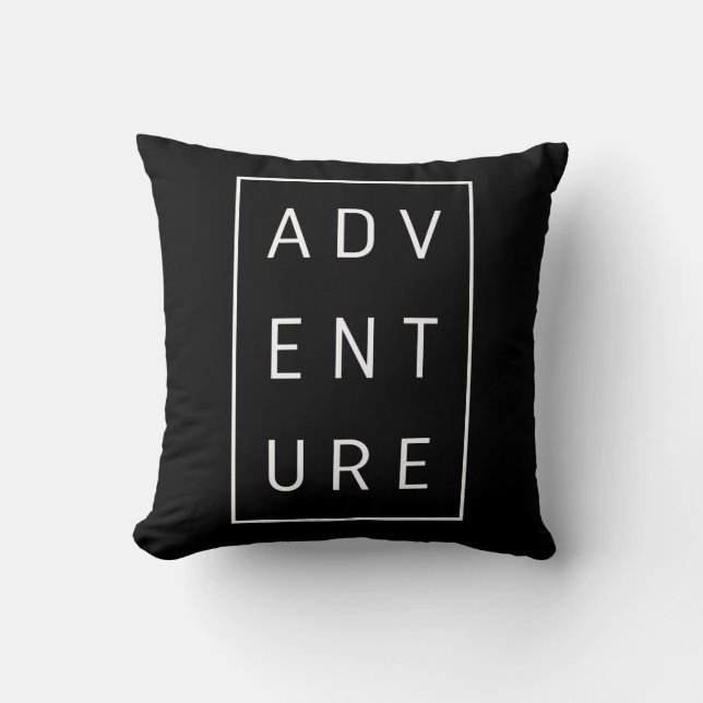 Adventure Typography Throw Pillow (Front)