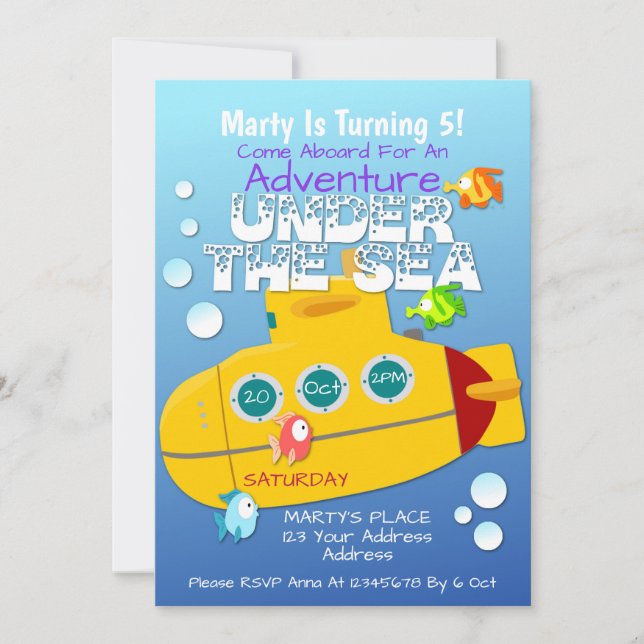 Adventure Under The Sea Birthday Invitation (Front)