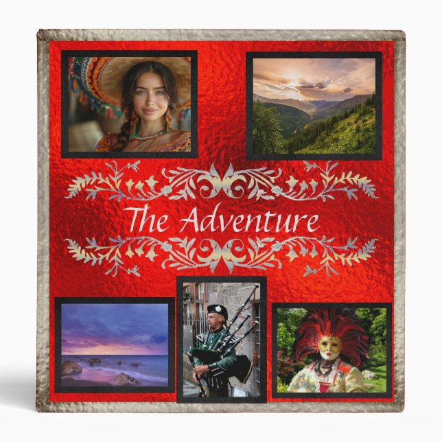 Adventure Vacation Photo/Scrapbook Album - Copper 3 Ring Binder (Front)