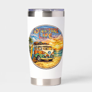 Adventure Van Life Retro 60s Hippie Beach Sunset Insulated Tumbler