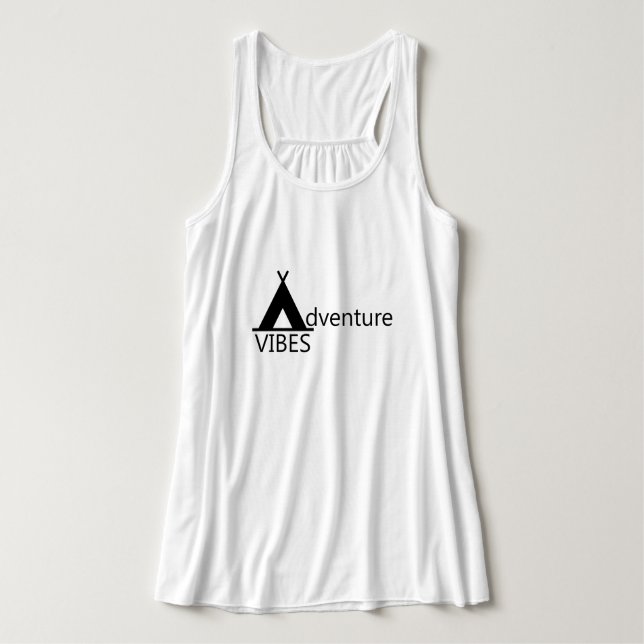Adventure Vibes Camping Tent Logo Typography Tank Top (Design Front)