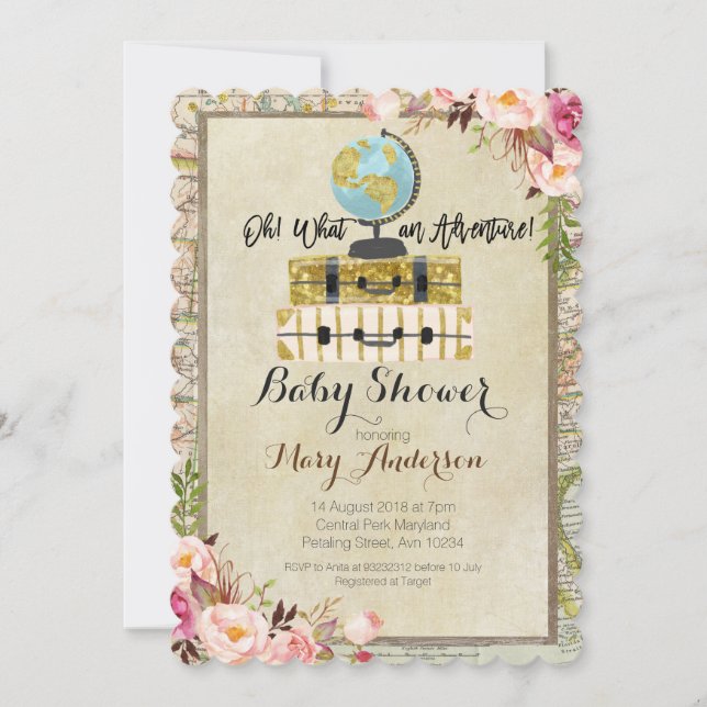 Adventure Vintage Baby Shower Invitation (Front)