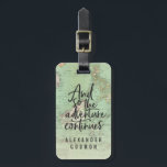 Adventure vintage map retro typography travel luggage tag<br><div class="desc">And so the adventure continues modern script typography design with vintage map. With space for personalization. Ideal new job,  wedding,  graduation,  new home gift.</div>