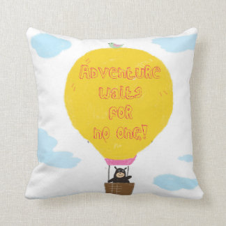 adventure waits for no one throw pillow