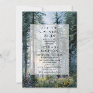 Adventure Watercolor Floral Forest Baby Shower Invitation
