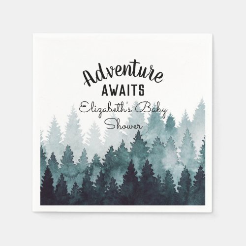 Adventure Watercolor Rustic Forest Baby Shower
