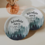 Adventure Watercolor Rustic Forest Baby Shower Paper Plates<br><div class="desc">watercolor painted rustic forest "adventure awaits" baby shower paper plates. Customizable!</div>