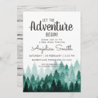 Adventure Watercolor Rustic Woodland Baby Shower  Invitation