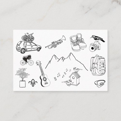 Adventure wedding Line Drawing Business Card