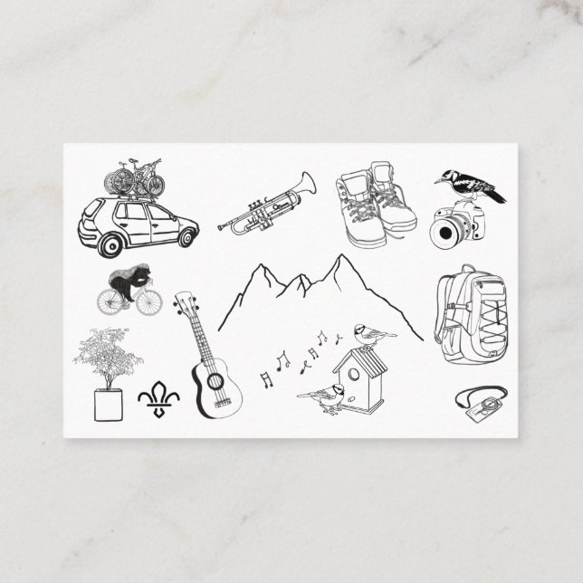 Adventure wedding Line Drawing Business Card (Back)