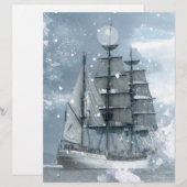 adventure winter snow storm vintage pirate ship (Front/Back)