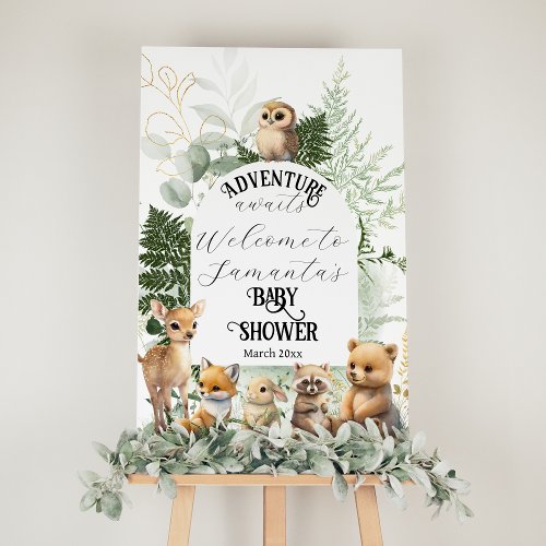 Adventure Woodland animal Greenery Baby Shower Foam Board