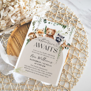 Adventure Woodland Animal Neutral Baby Shower Invitation