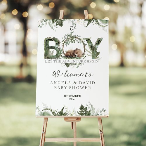 Adventure Woodland Bear Baby Boy Shower Foam Board