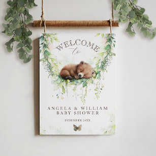 Adventure Woodland Bear Baby Shower Welcome  Poster
