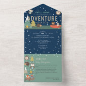 Adventure Woodland & Books Boy Navy Baby Shower All In One Invitation (Inside)