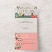 Adventure Woodland Books Girl Navy Baby Shower All In One Invitation (Inside)