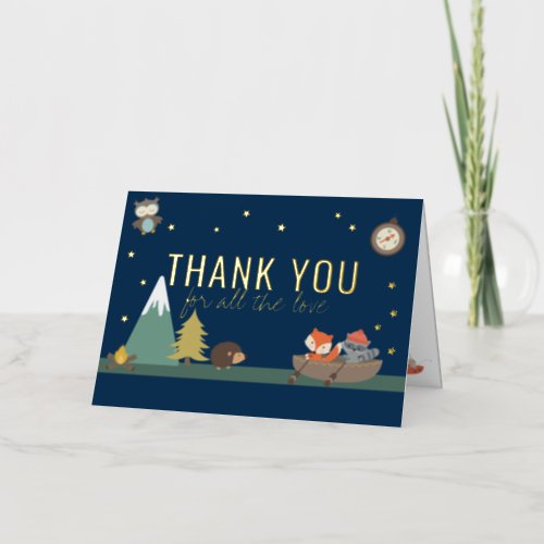 Adventure Woodland Boy Baby Shower Thank You Foil Greeting Card