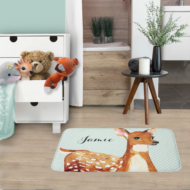 Adventure Woodland Fawn Deer Childrens Bathroom Mat (Creator Uploaded)