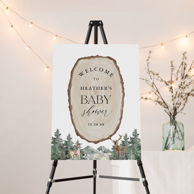 Adventure Woodland Forest Baby Shower Welcome Sign (In Situ (Stand))
