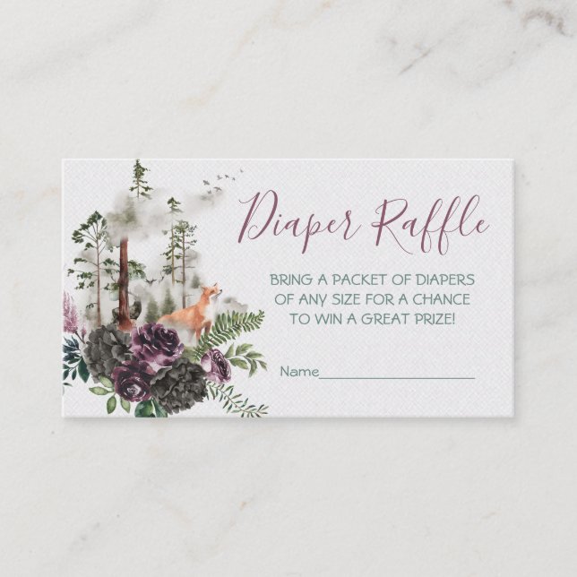 Adventure Woodland mountain forest Diaper Raffle Business Card (Front)