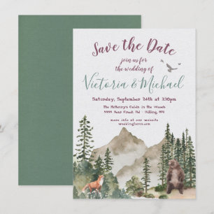 Adventure Woodland mountain forest Save the Date Invitation