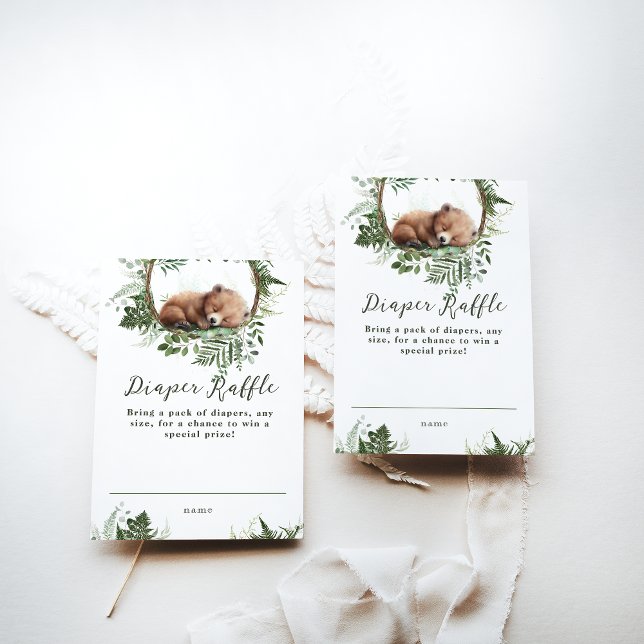 Adventure Woodland Mushroom Bear Baby Boy Shower Enclosure Card (Creator Uploaded)