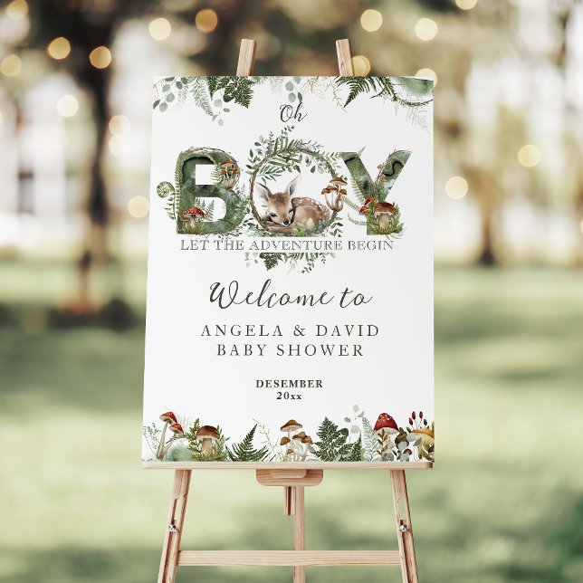 Adventure Woodland Mushroom Fern Baby Boy Shower Foam Board (Creator Uploaded)