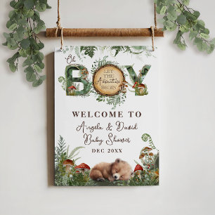Adventure Woodland Mushroom Fern Baby Boy Shower Foam Board