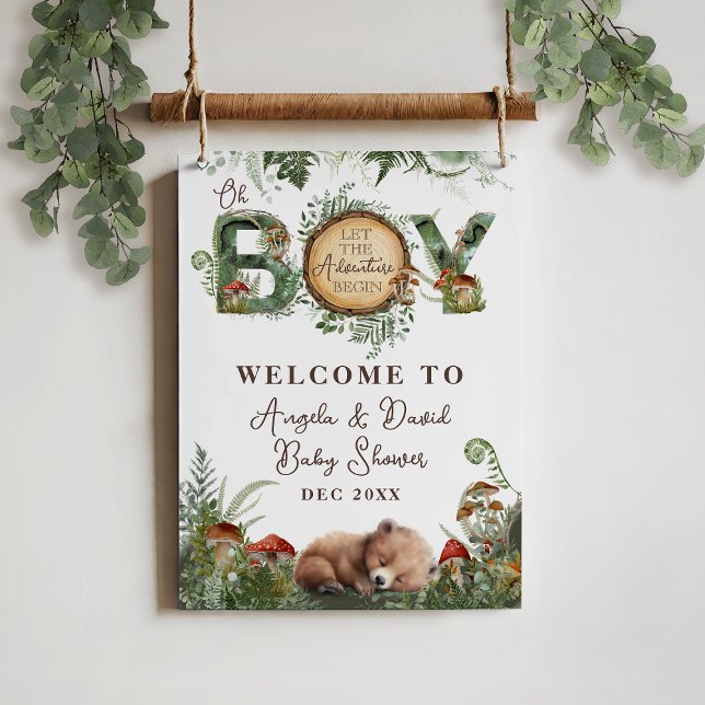 Adventure Woodland Mushroom Fern Baby Boy Shower Foam Board (Creator Uploaded)