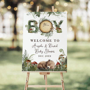 Adventure Woodland Mushroom Fern Baby Boy Shower Foam Board