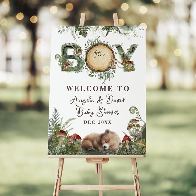 Adventure Woodland Mushroom Fern Baby Boy Shower Foam Board (Creator Uploaded)