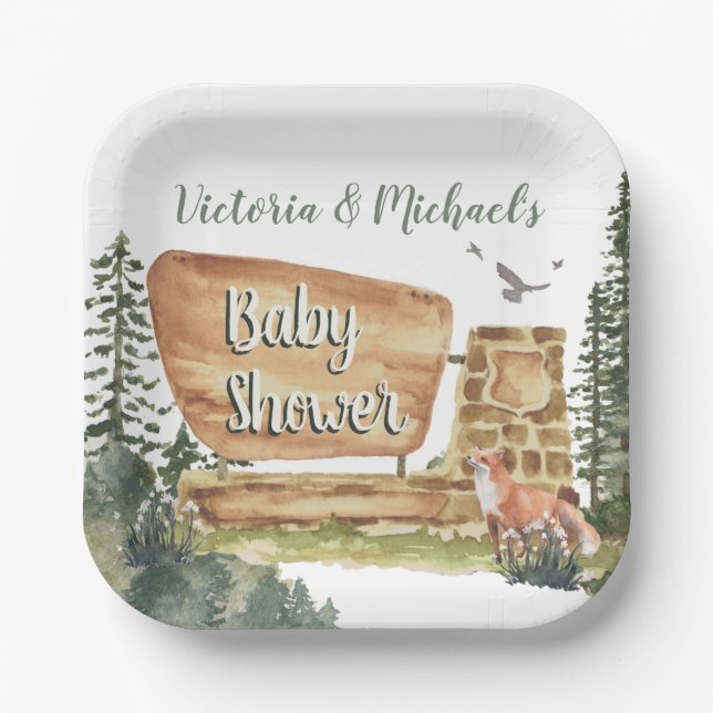 Adventure Woodland National Park Baby Shower Paper Plates (Front)
