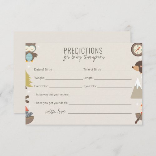 Adventure Woodland Neutral Predictions for Baby Enclosure Card