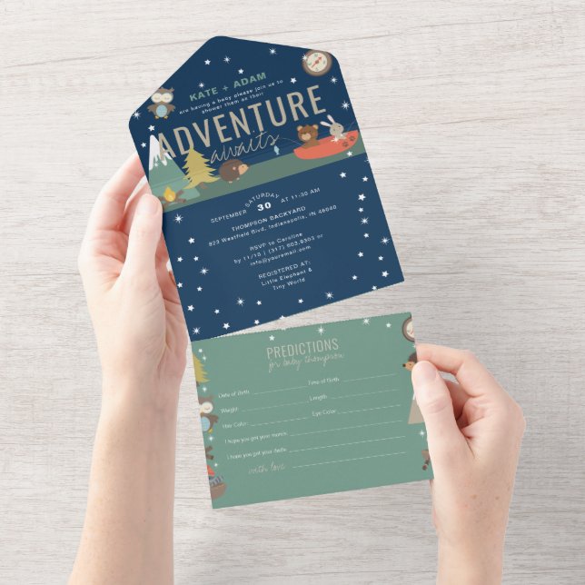 Adventure Woodland & Predictions Boy Baby Shower All In One Invitation (Tearaway)