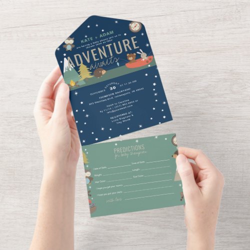 Adventure Woodland  Predictions Boy Baby Shower All In One Invitation