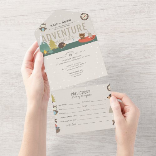 Adventure Woodland Predictions Neutral Baby Shower All In One Invitation