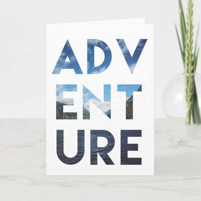 Adventure Word Art Modern Travel Photography Card (Front)