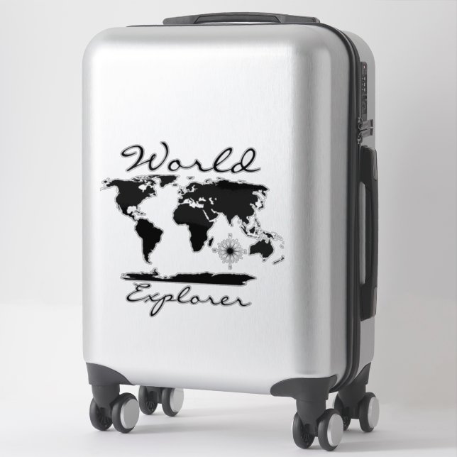 Adventure World Map "World Explorer" Script Sticker (Suitcase)