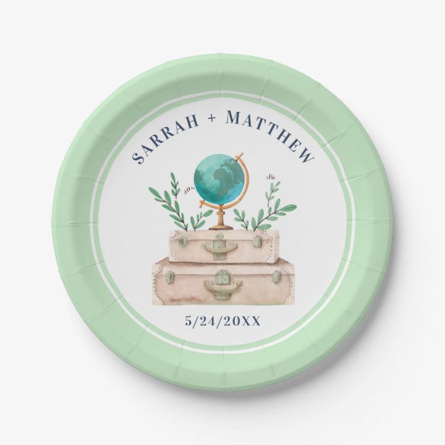 Adventure World Travel Wedding Engagement Party Paper Plates (Front)